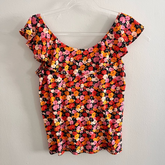 LOFT Floral Print Ruffle Top - Picture 5 of 6